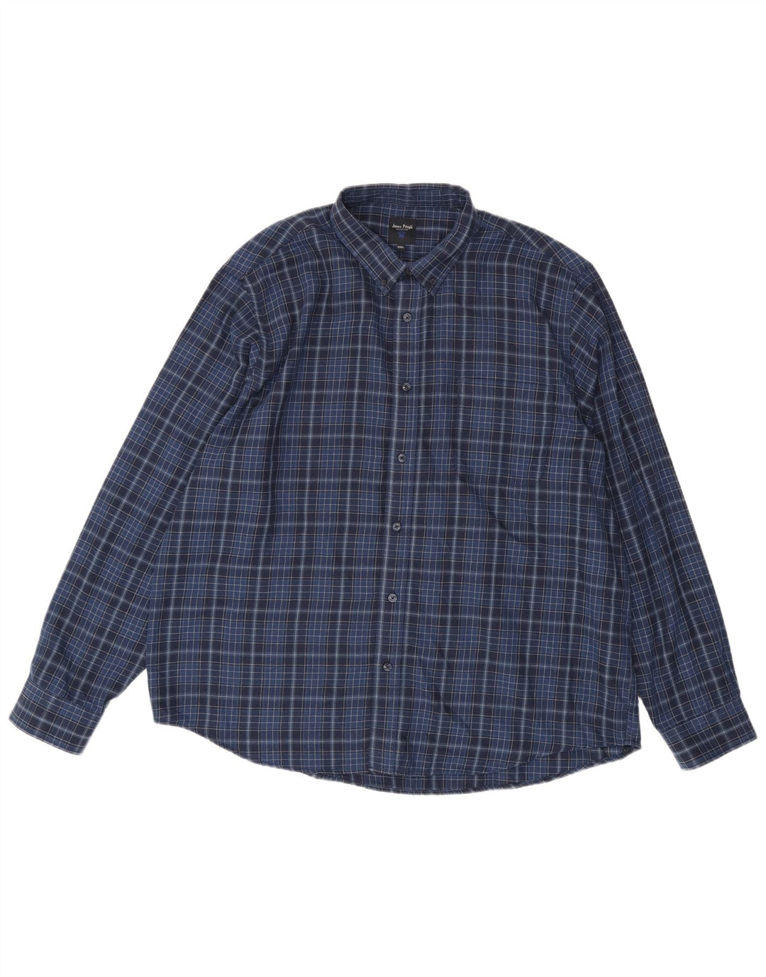 James Pringle Herrenhemd 2XL Marineblau kariertes Polyester