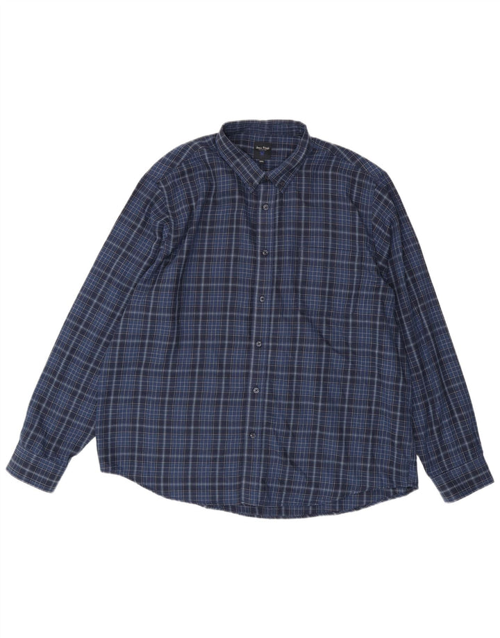 James Pringle Herrenhemd 2XL Marineblau kariertes Polyester