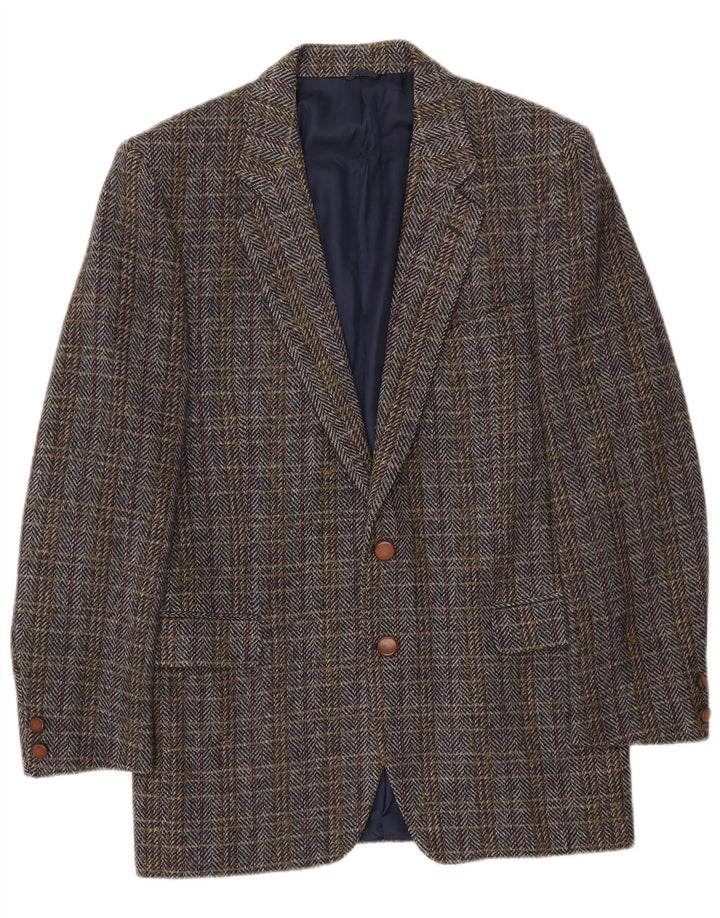 Vintage Herren Blazer Jacke IT 50 Große mehrfarbige Fischgrätenwolle