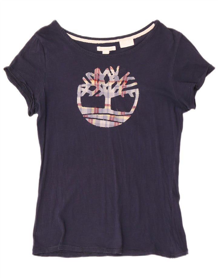 Timberland Damen Grafik-T-Shirt-Oberteil UK 12 Medium Marineblau
