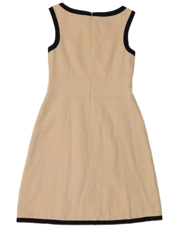 L.K. Bennett Damen ärmelloses A-Linien-Kleid, UK 12, Mittelbeige, Farbblock
