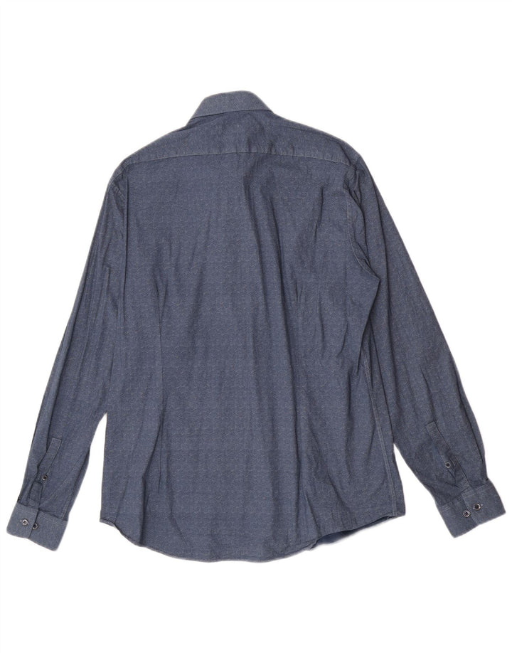 Calvin Klein Herren-Hemd mit abstraktem Muster, schmale Passform, Größe 43 17 XL, Marineblau