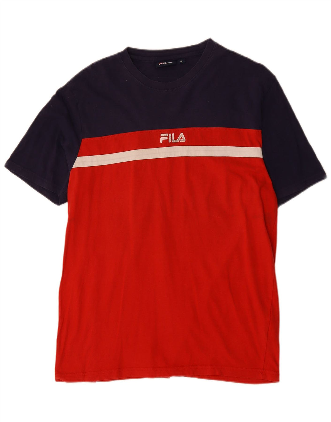 Fila Herren Grafik-T-Shirt-Oberteil aus mittelroter Colourblock-Baumwolle