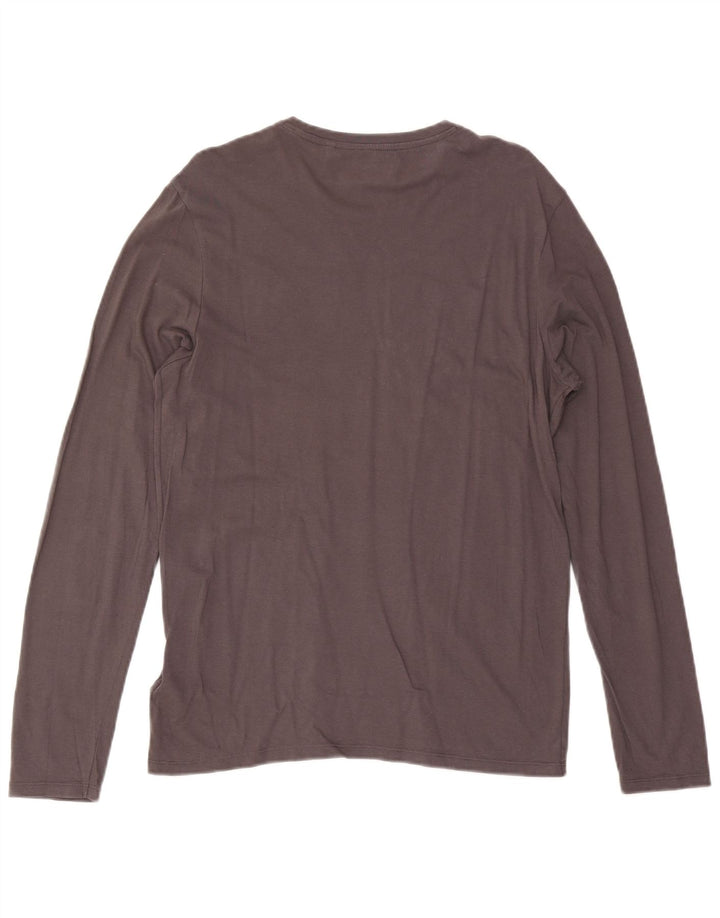 Guess Herren-T-Shirt mit Grafik, langärmelig, Größe S, Grau, Baumwolle