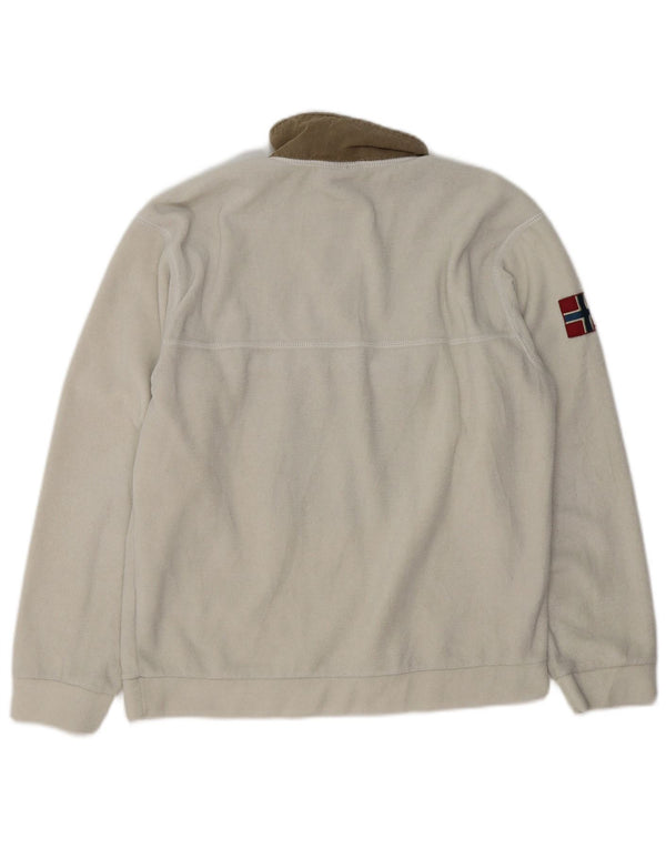 Napapijri Damen-Fleecepullover mit Grafik, UK 14, Mittelweiß, Polyester