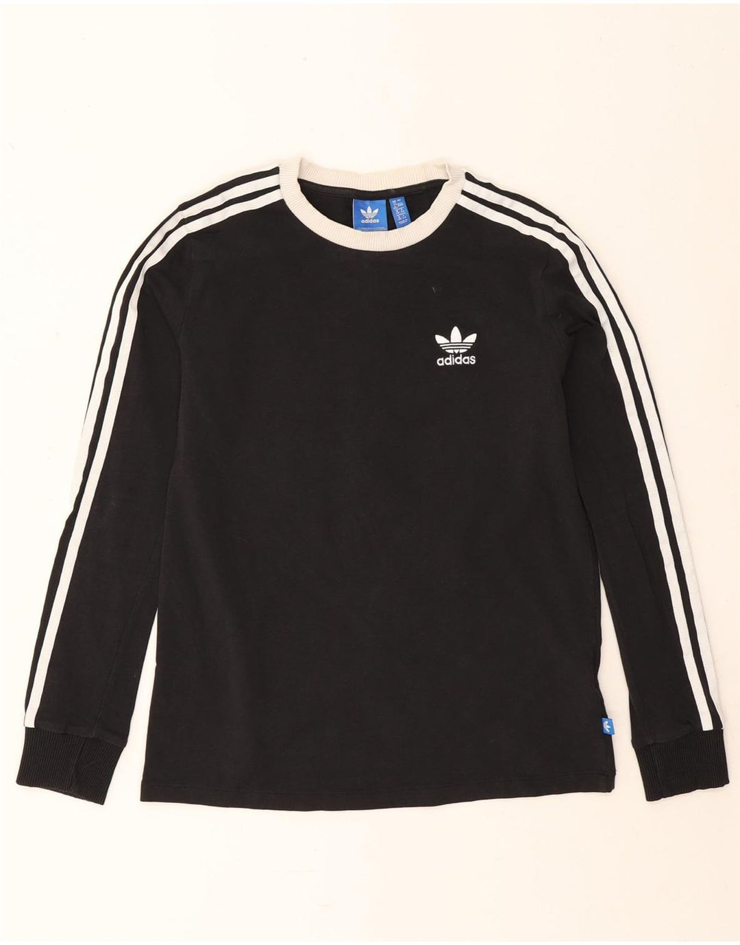 Adidas Damen Top Langarm UK 12 Medium Schwarz Baumwolle