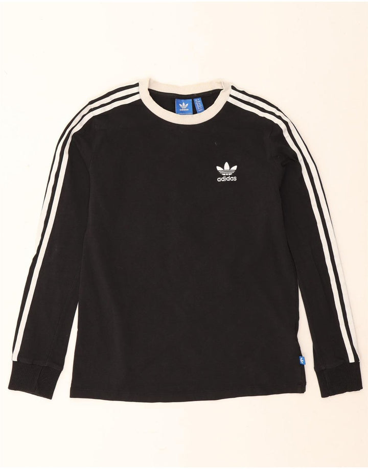 Adidas Damen Top Langarm UK 12 Medium Schwarz Baumwolle
