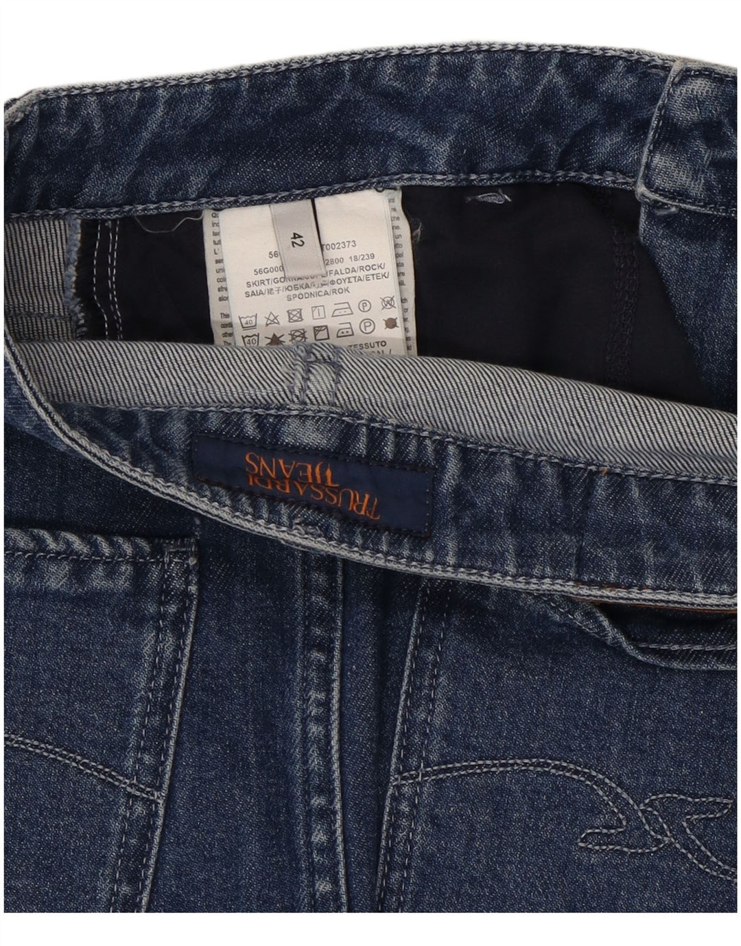 TRUSSARDI Damen Jeansrock IT 42 Medium W28 Blaue Baumwolle