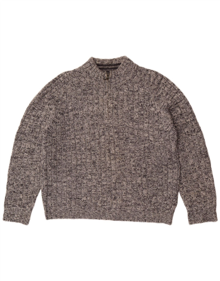 Marks & Spencer Damen-Pullover mit Reißverschluss am Hals, Gr. 42, Größe L, Grau meliert