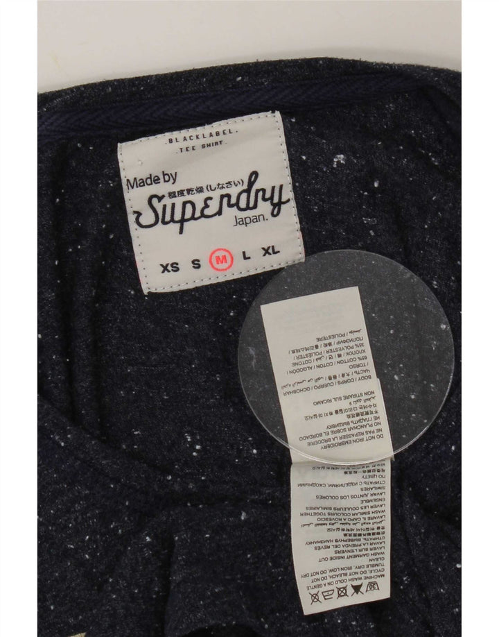 Superdry Damen Graphic Top Langarm UK 14 Mittel Marineblau meliert