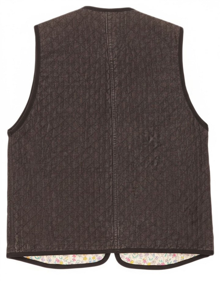 Vintage Damen Gilet UK 12 Mittelgrau Paisley
