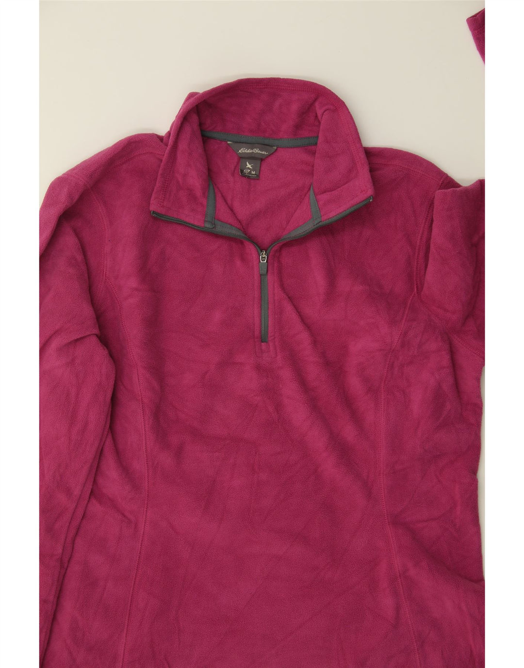 EDDIE BAUER Womens Zip Neck Fleece Jumper UK 14 Medium Pink Polyester Vintage Eddie Bauer and Second-Hand Eddie Bauer from Messina Hembry 
