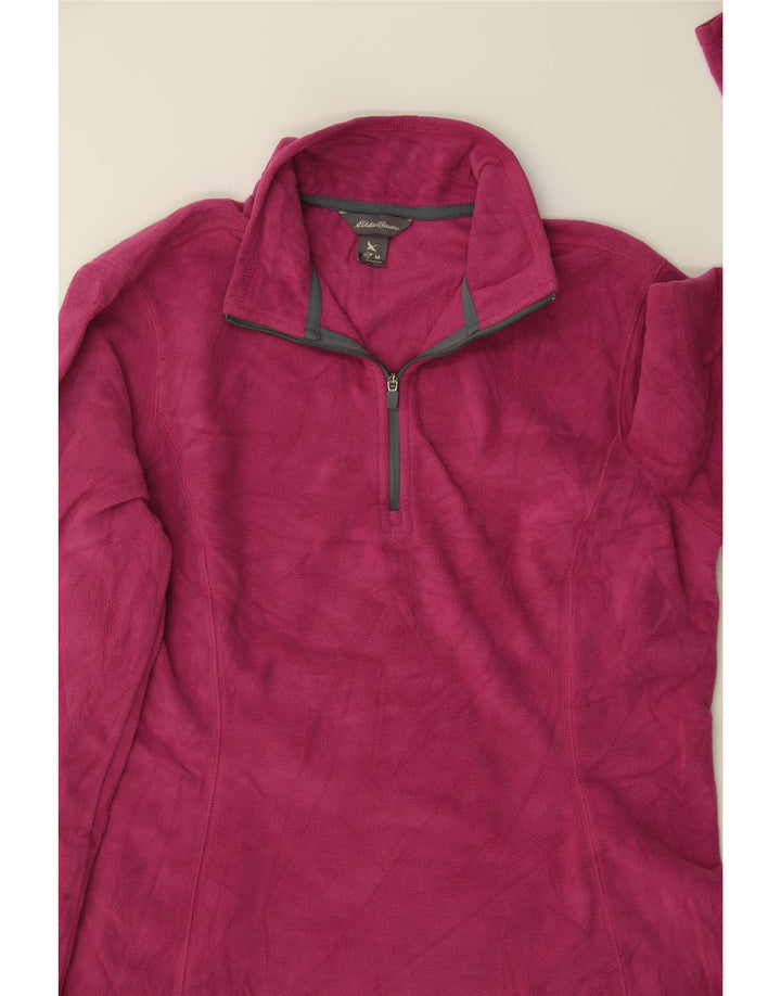 EDDIE BAUER Womens Zip Neck Fleece Jumper UK 14 Medium Pink Polyester Vintage Eddie Bauer and Second-Hand Eddie Bauer from Messina Hembry 