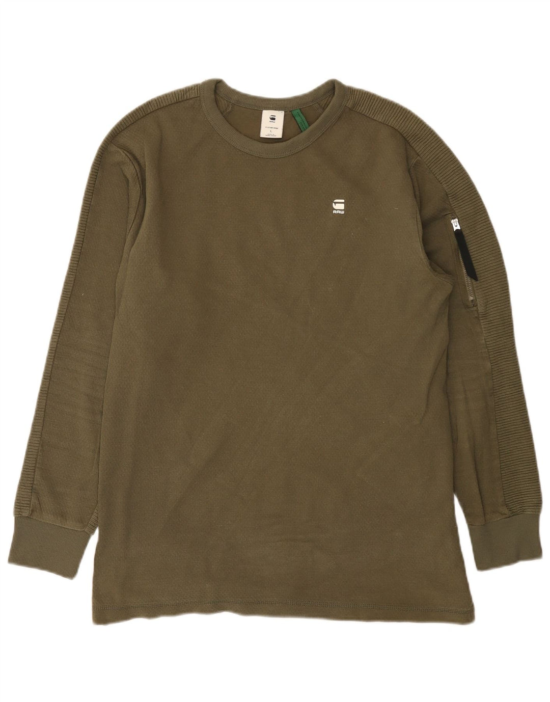 G-Star Herren-Oberteil, langärmelig, groß, Khaki, Baumwolle