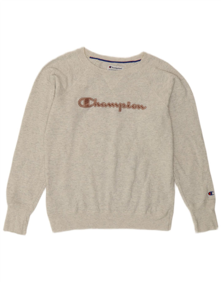 Champion Womens Graphic Oversized Sweatshirt Pullover UK 10 Small Grau