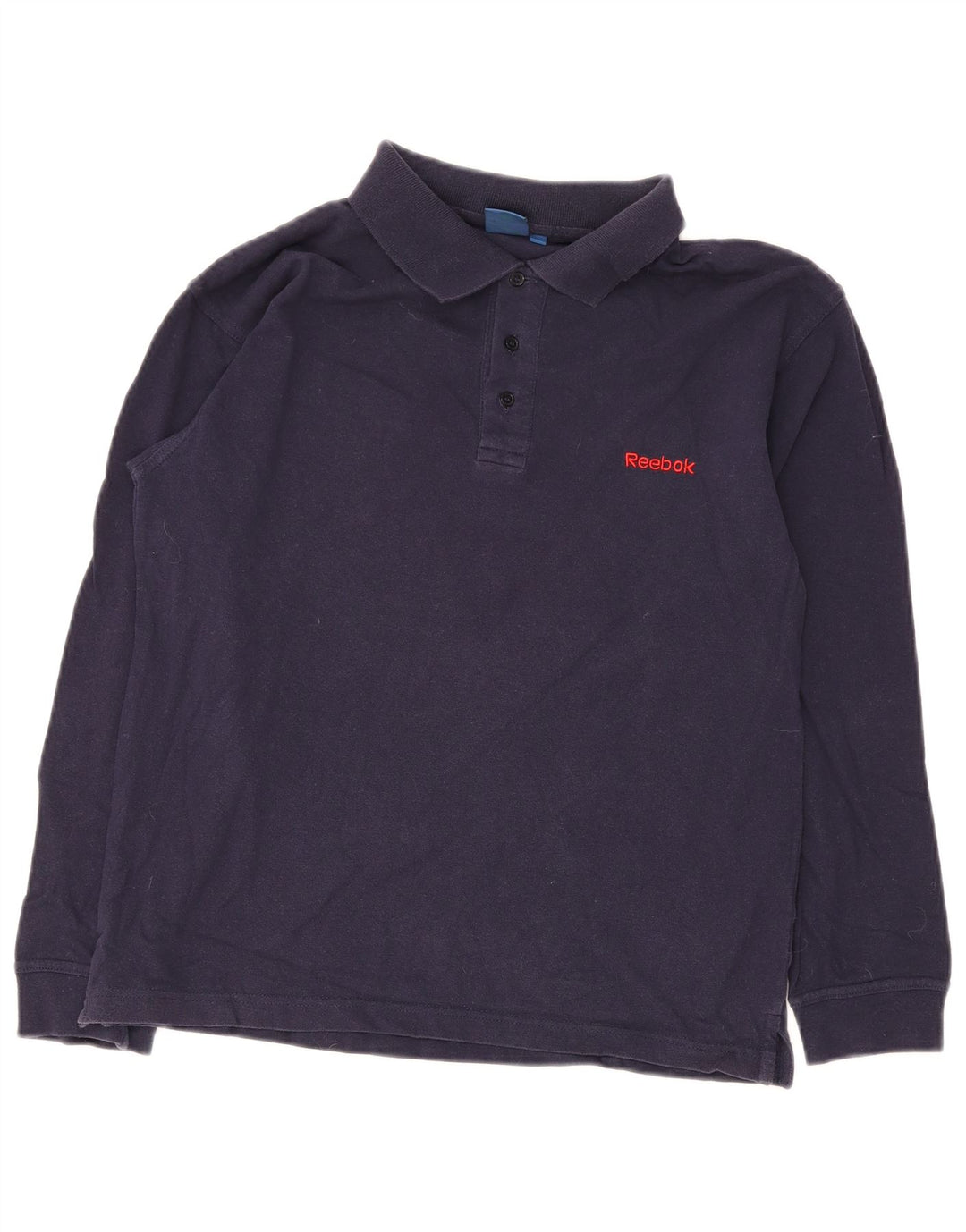 Reebok Herren-Langarm-Poloshirt, mittelmarineblaue Baumwolle
