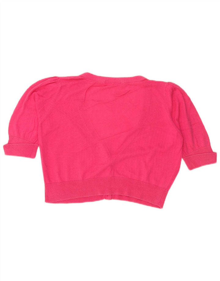 Marks & Spencer Damen Crop Short Sleeve Cardigan Sweater UK 14 Mittelrosa
