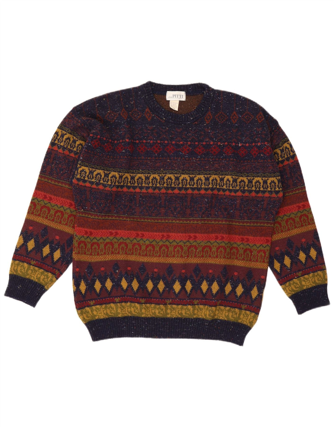 Pitti Herren-Pullover mit Rundhalsausschnitt, Größe 54, XL, mehrfarbig, Fair Isle