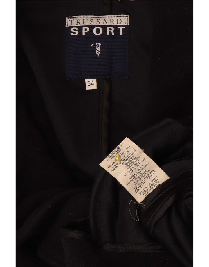 Trussardi Herren Pea Coat IT 54 2XL Schwarze Wolle