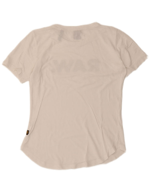 G-Star Damen Grafik-T-Shirt-Oberteil UK 6 XS Weiß