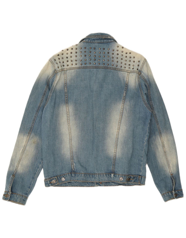 Vintage Herren Distressed Jeansjacke UK 42 XL Blaue Baumwolle