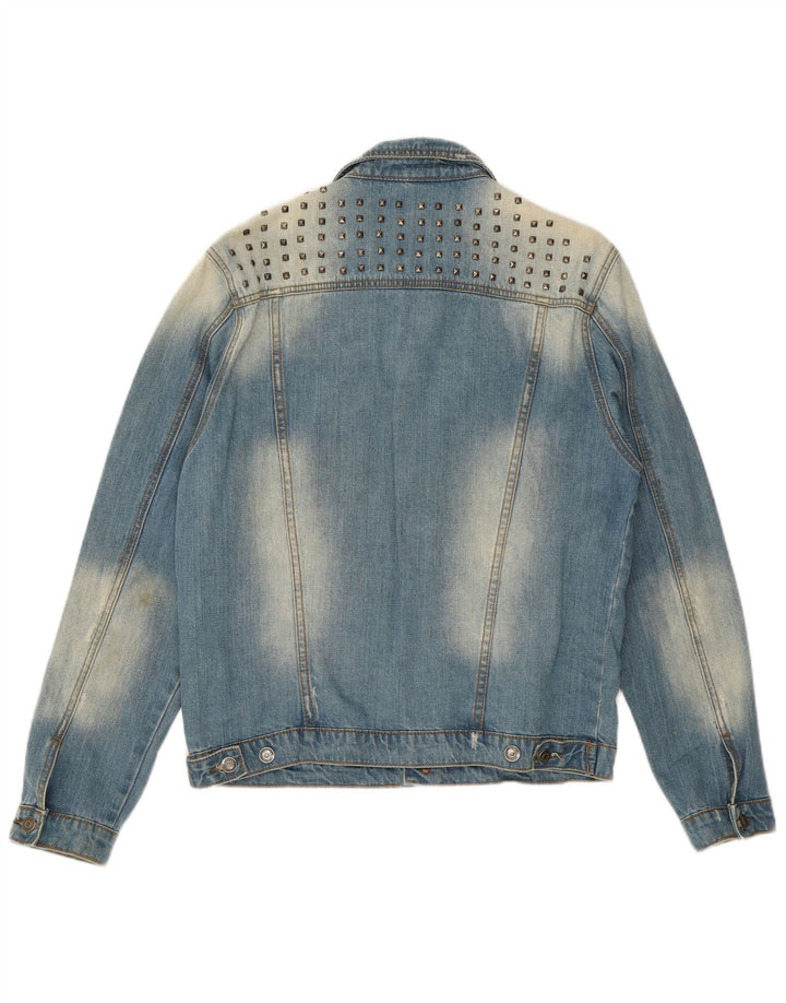 Vintage Herren Distressed Jeansjacke UK 42 XL Blaue Baumwolle