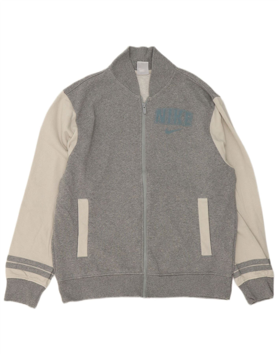 Nike Herren-Trainingsanzugoberteil mit Grafik, mittelgraue Colourblock-Baumwolle
