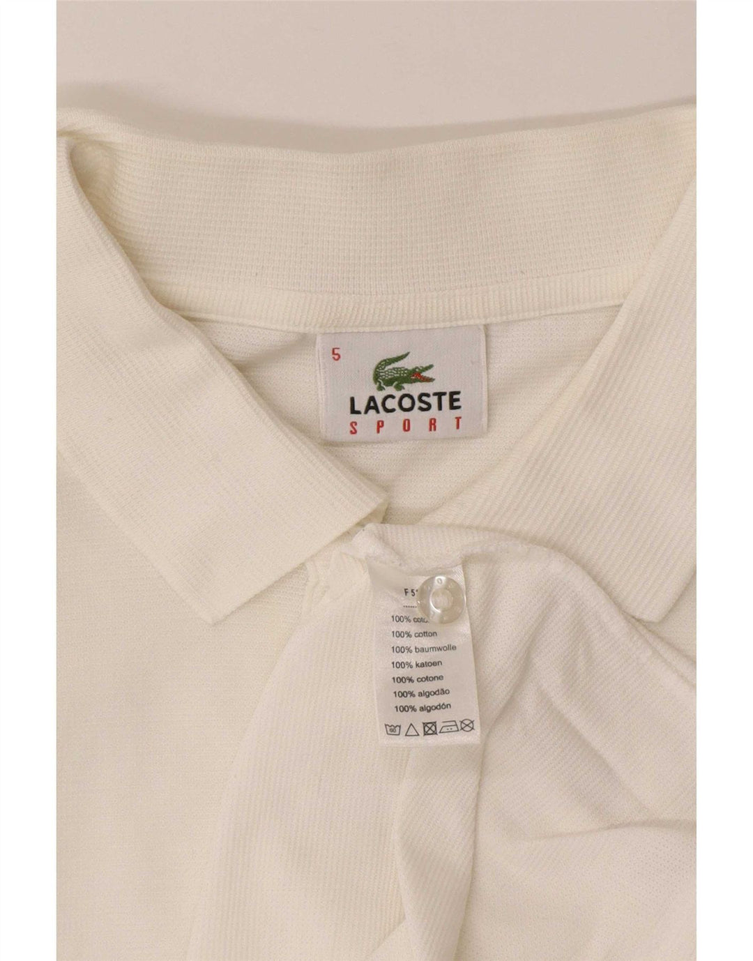 Lacoste Herren-Poloshirt, Größe 5, groß, weiße Baumwolle