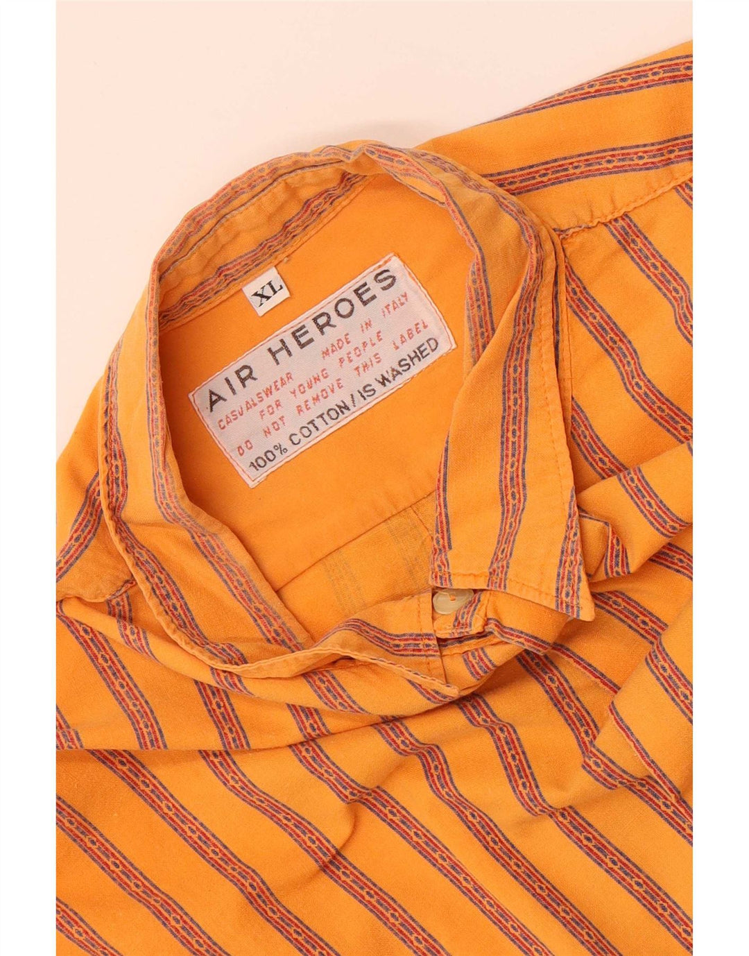 Vintage Herrenhemd XL Orange gestreift aus Baumwolle