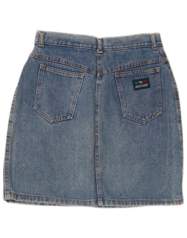 Vintage Damen High Waist Mini Jeansrock IT 46 Large W28 Blaue Baumwolle