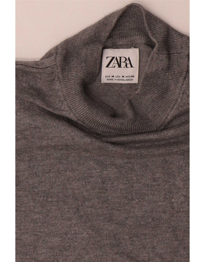 Kurzärmliger Pullover mit Rollkragen für Herren von Zara, mittelgraue Viskose