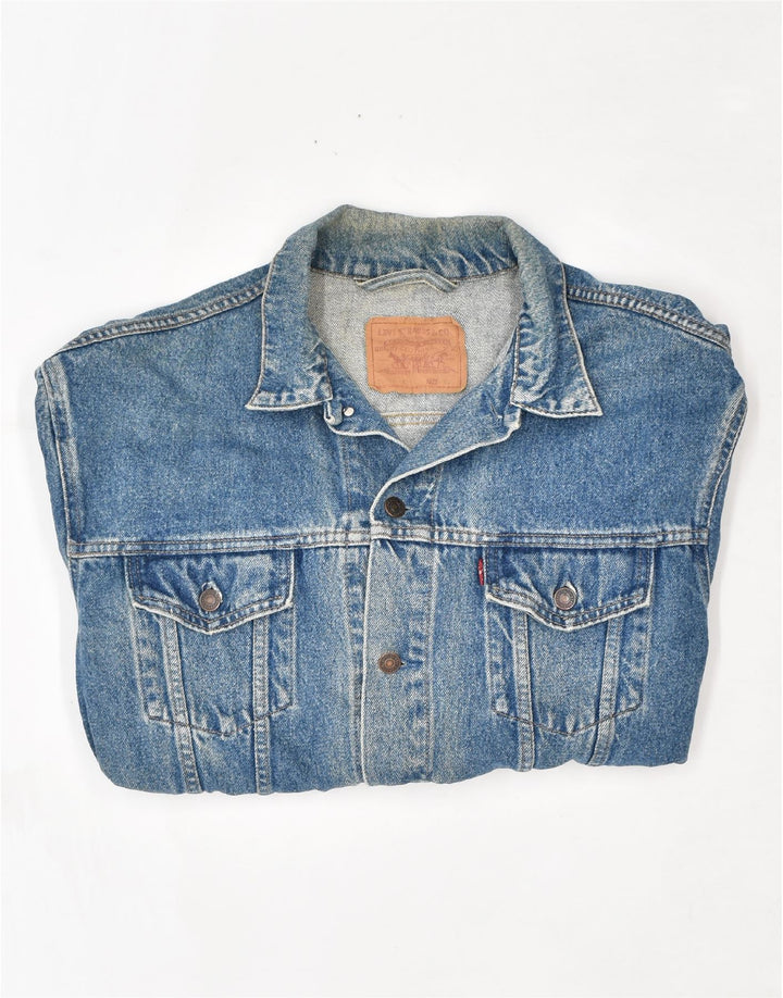 LEVI'S Herren Jeansjacke UK 42 XL Blaue Baumwolle