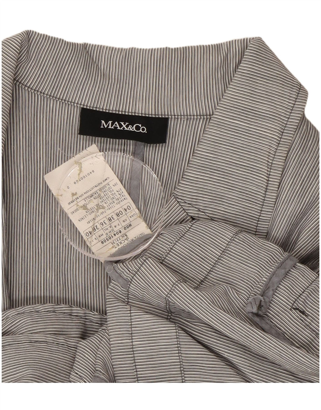 Max & Co. Damen-Blazerjacke mit 3/4-Ärmeln, Größe S, Blau, Nadelstreifen