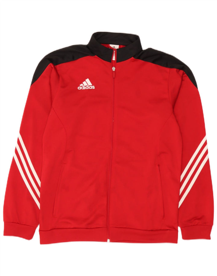 Adidas Herren-Trainingsanzug-Top-Jacke aus mittelrotem Colourblock-Polyester