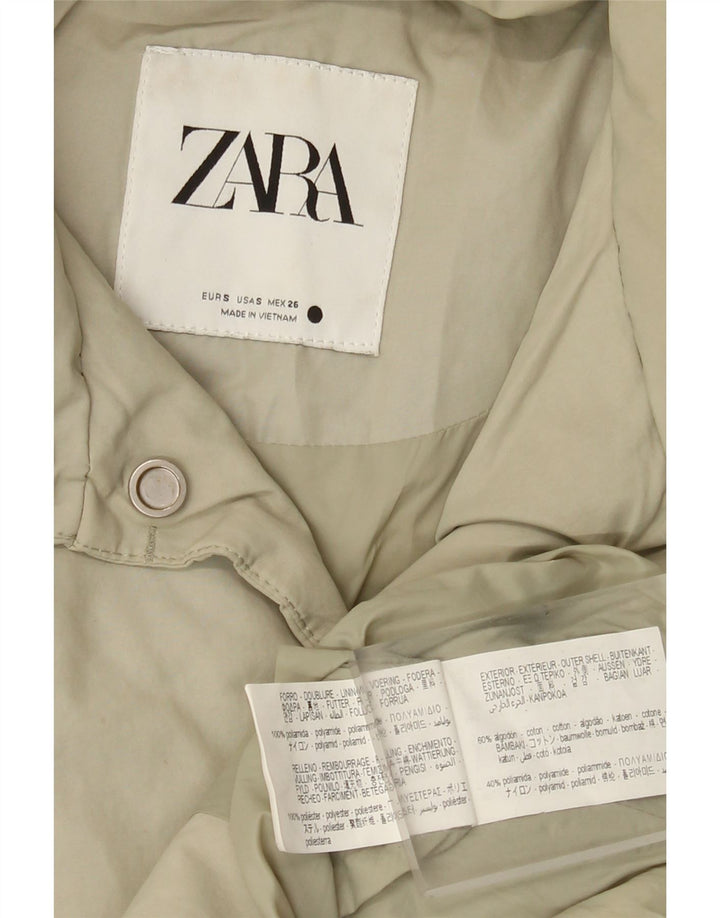 Zara Damen Übergroße wattierte Jacke UK 10 Small Graue Baumwolle
