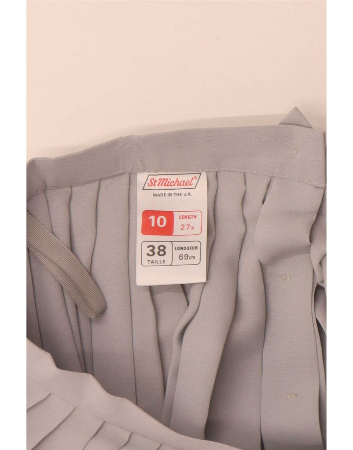 St Michael Damen-Faltenrock mit hoher Taille, UK 10, Größe S, W24, Grau, Polyester