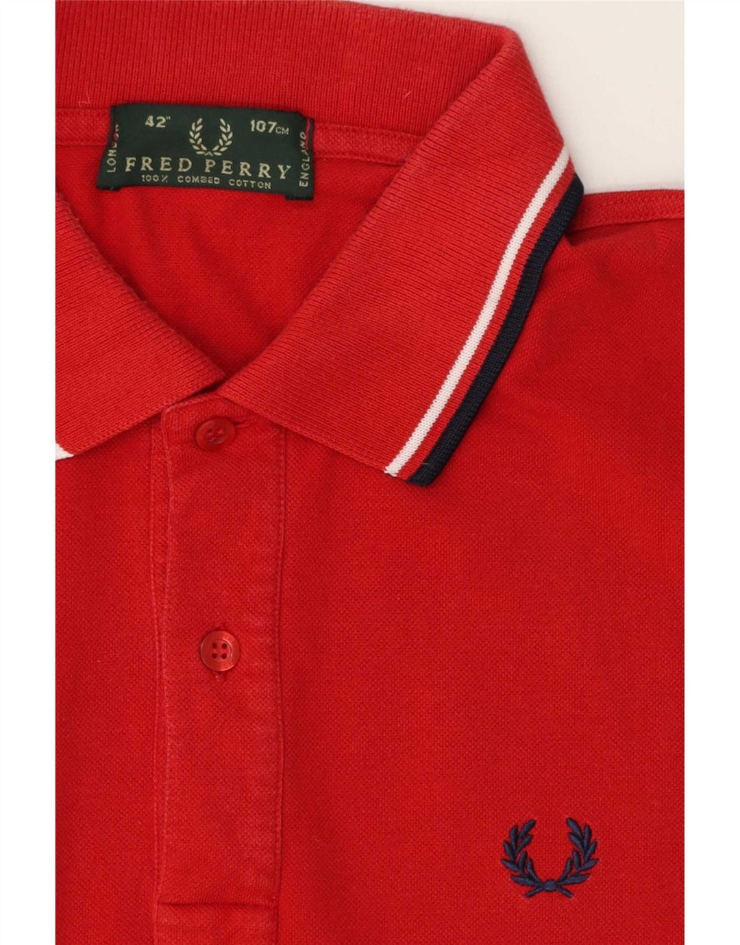 Fred Perry Herren-Poloshirt aus mittelroter, gestreifter Baumwolle