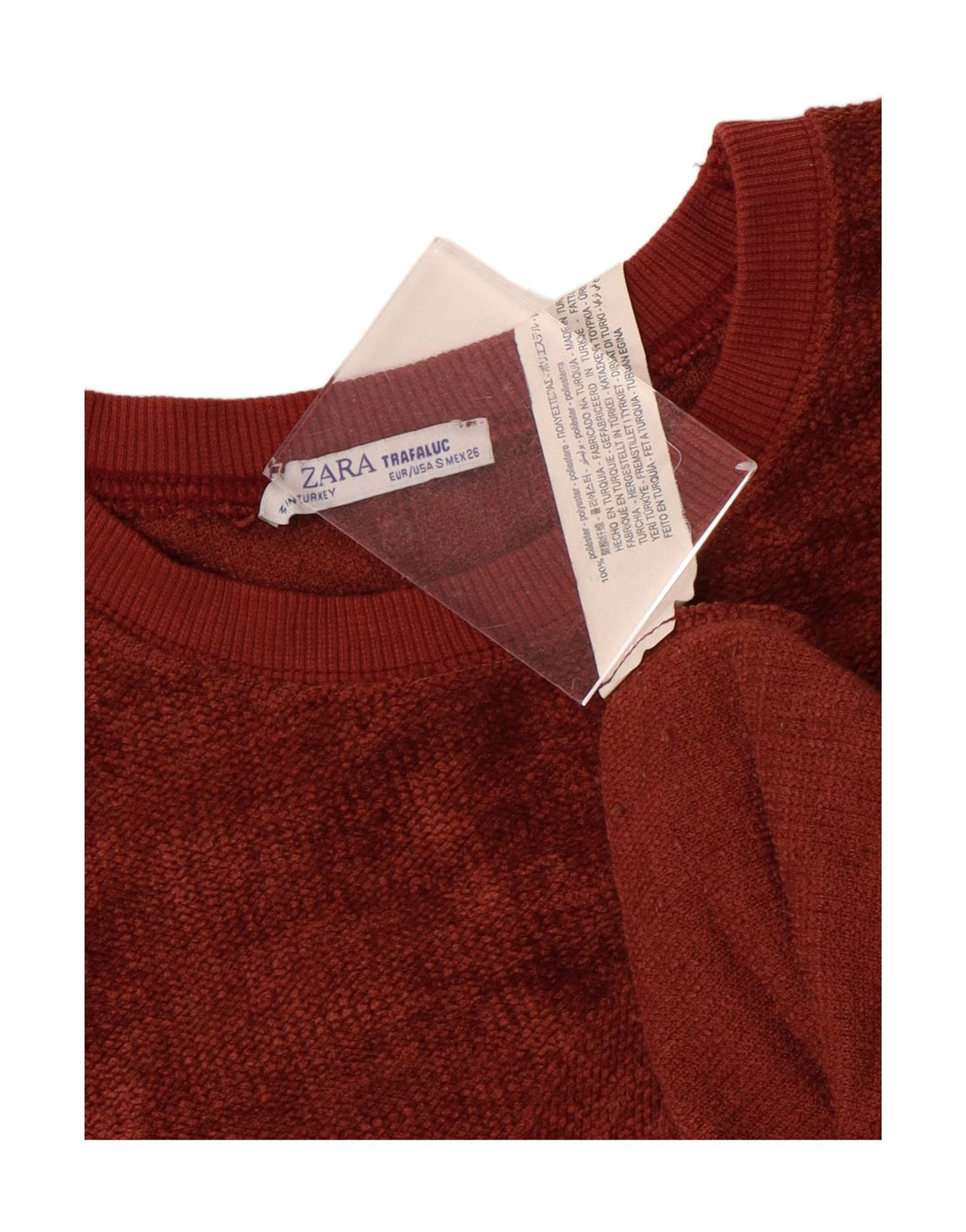 Zara Damen-Pullover, übergroß, U-Boot-Ausschnitt, Gr. 10, Größe S, Rot, Polyester