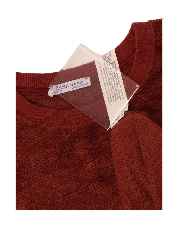 Zara Damen-Pullover, übergroß, U-Boot-Ausschnitt, Gr. 10, Größe S, Rot, Polyester