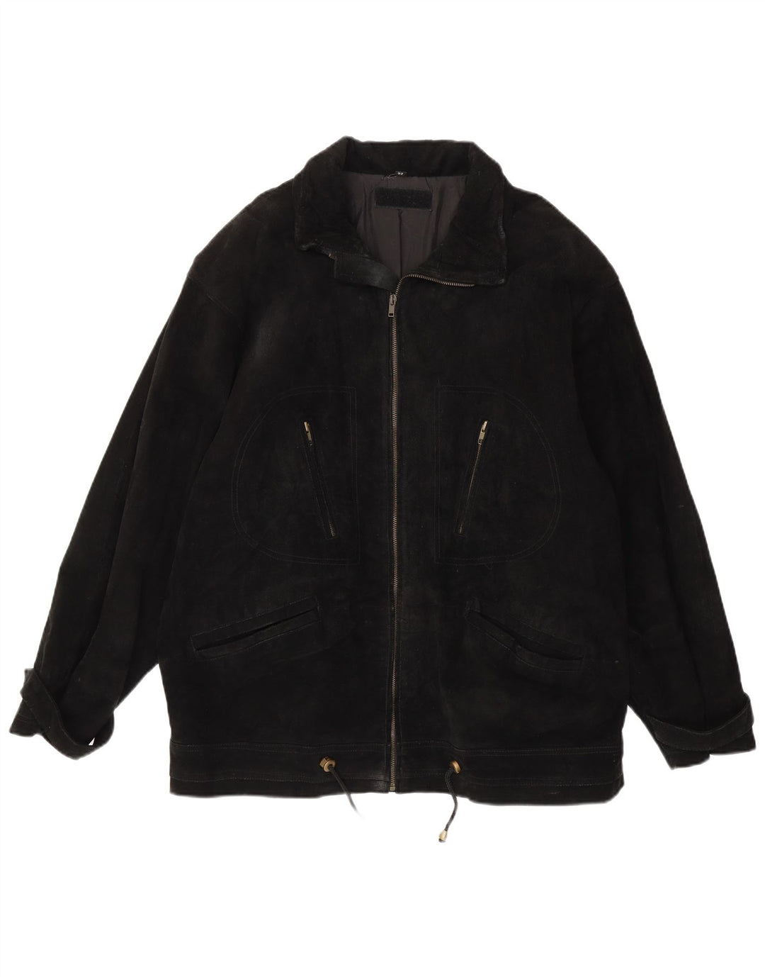 Vintage Herren Wildlederjacke EU 52 XL Schwarzes Leder