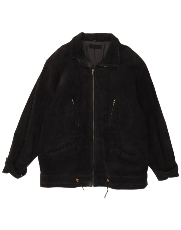 Vintage Herren Wildlederjacke EU 52 XL Schwarzes Leder