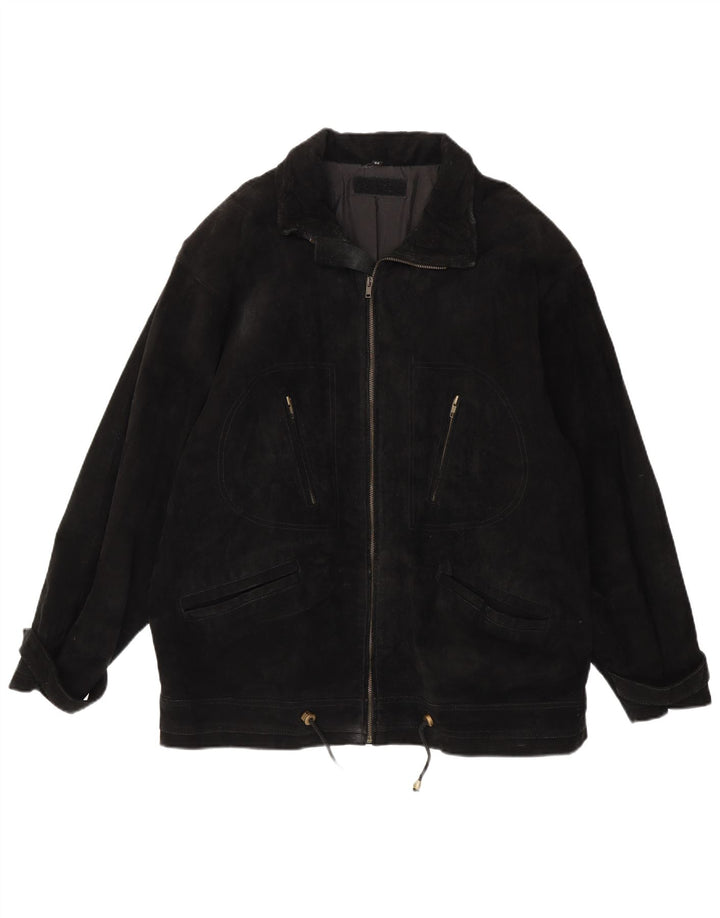 Vintage Herren Wildlederjacke EU 52 XL Schwarzes Leder