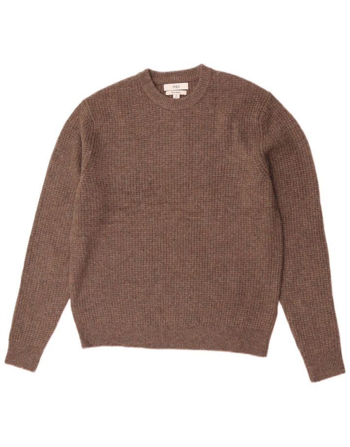 Marks & Spencer Herren-Pullover mit Rundhalsausschnitt, mittelbraunes Acryl