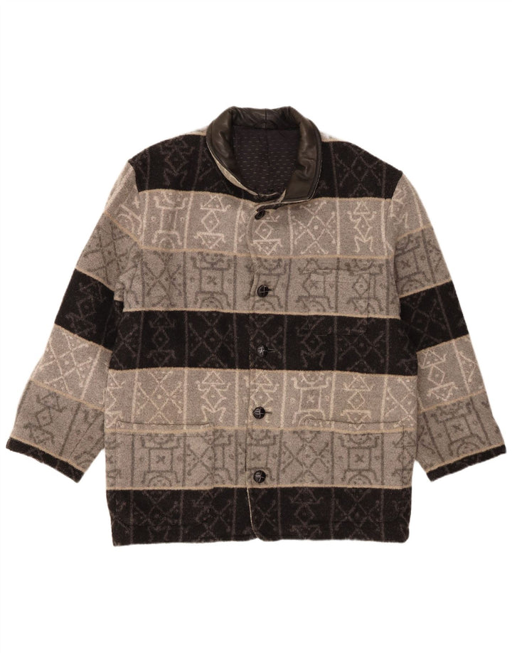 Vintage Herren Bomberjacke UK 42 XL Graue geometrische Wolle
