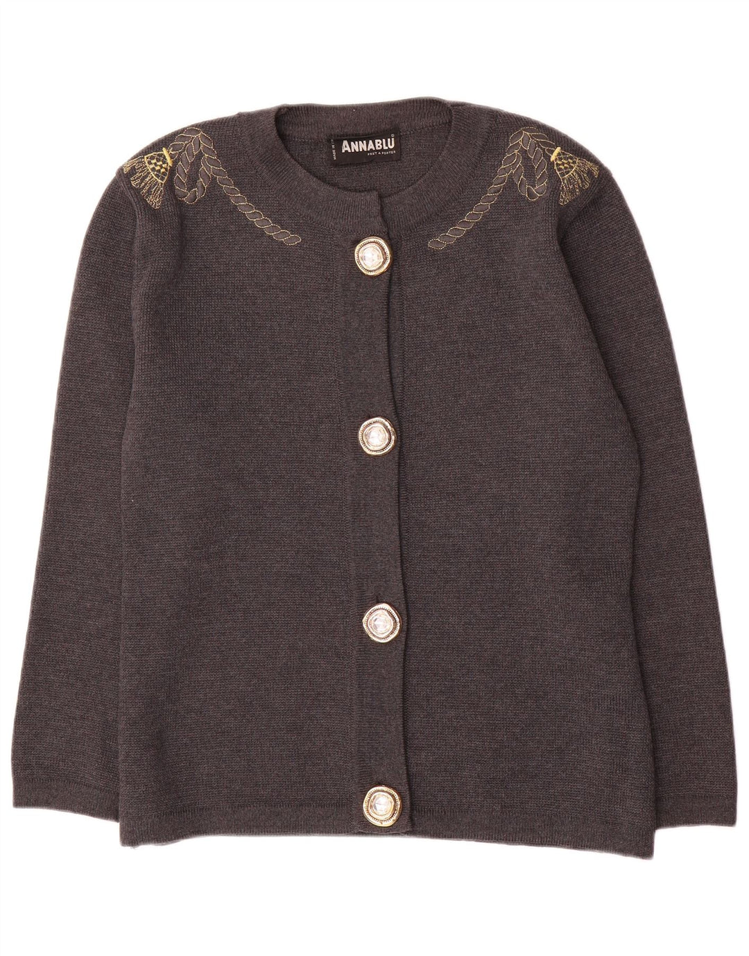 Vintage Damen Oversized Cardigan Pullover UK 10 Kleine graue Wolle