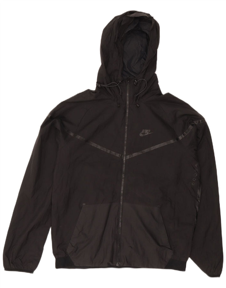 Nike Herren-Trainingsanzug-Oberteil mit Kapuze, mittleres schwarzes Nylon