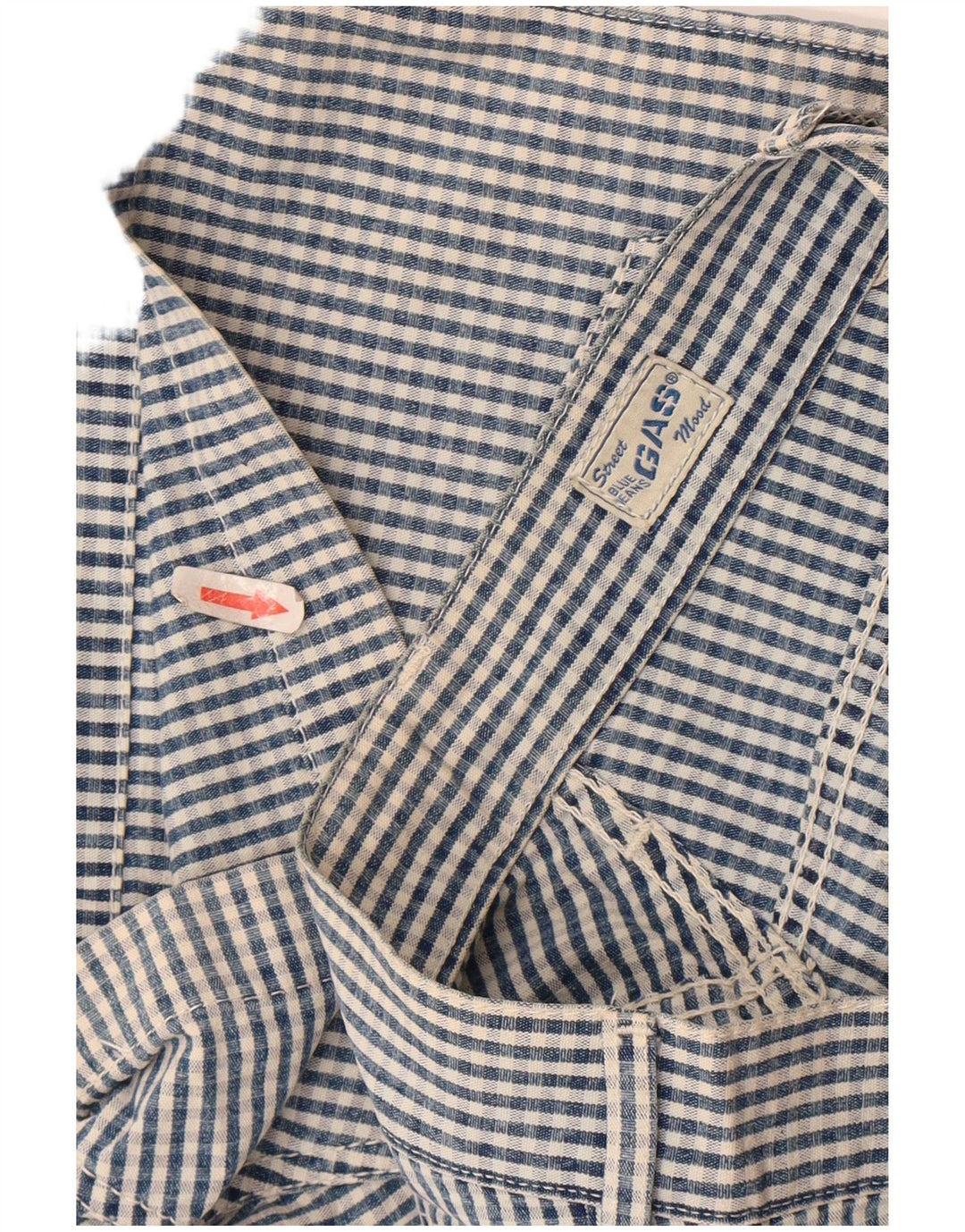 Gas Womens Casual Shorts W28 Mittelblaue Gingham-Baumwolle