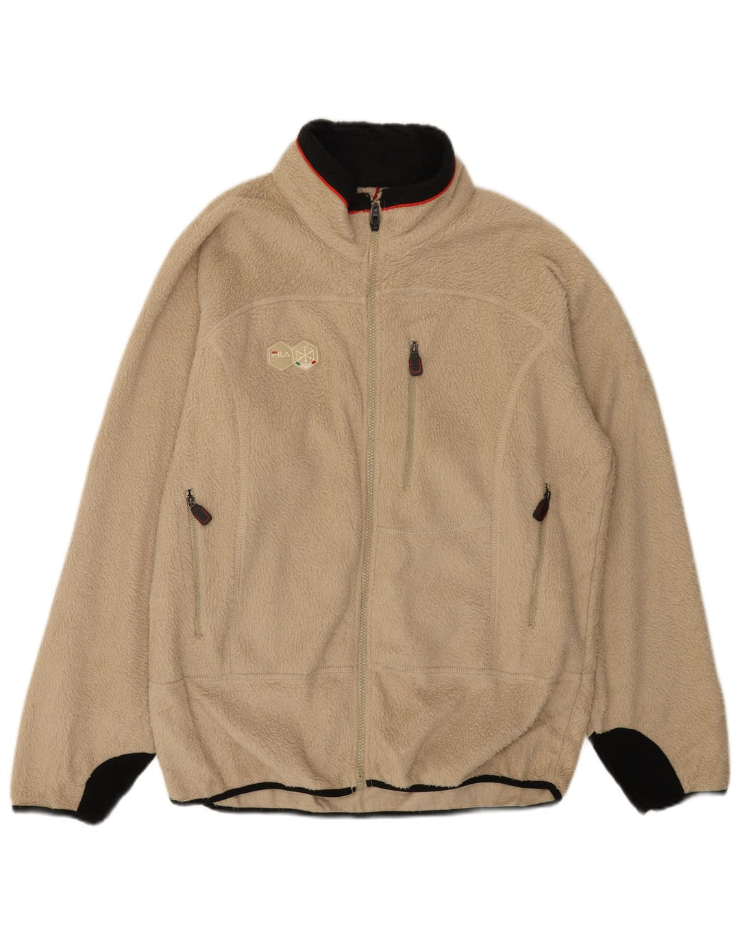 Fila Herren Fleecejacke UK 40 Large Beige Colourblock Polyester