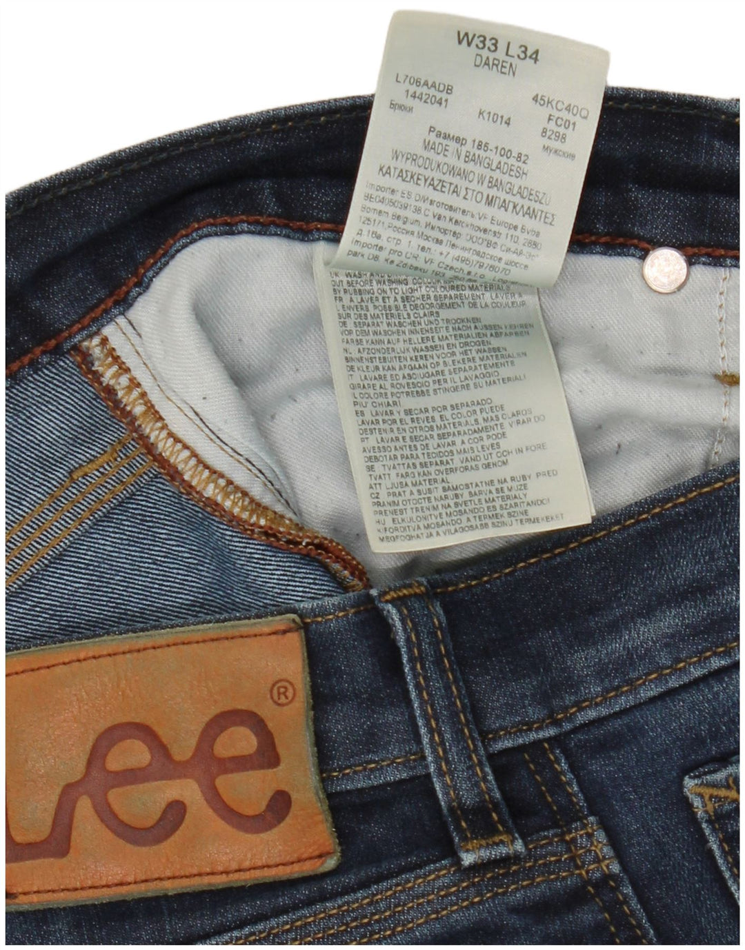 Lee Herren Daren Slim Jeans W33 L31 Blaue Baumwolle