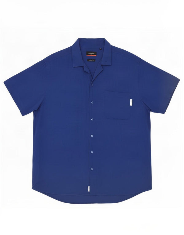 Pierre Cardin Herren Kurzarm-Hemd mit normaler Passform, XL, blaue Viskose